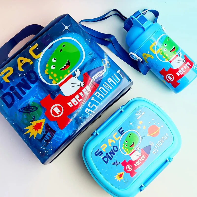 Astronaut Dino Space Lunch Box & Water Bottle Combo Set - ( 3 in 1 )