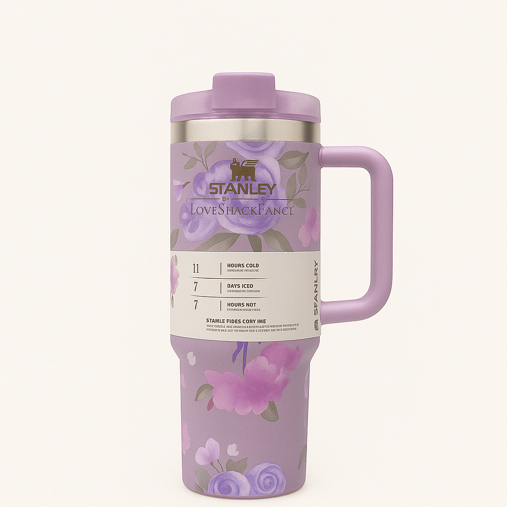 Stanley LoveShackFancy Lavender Floral Quencher H2.0 Tumbler Cup – 40oz
