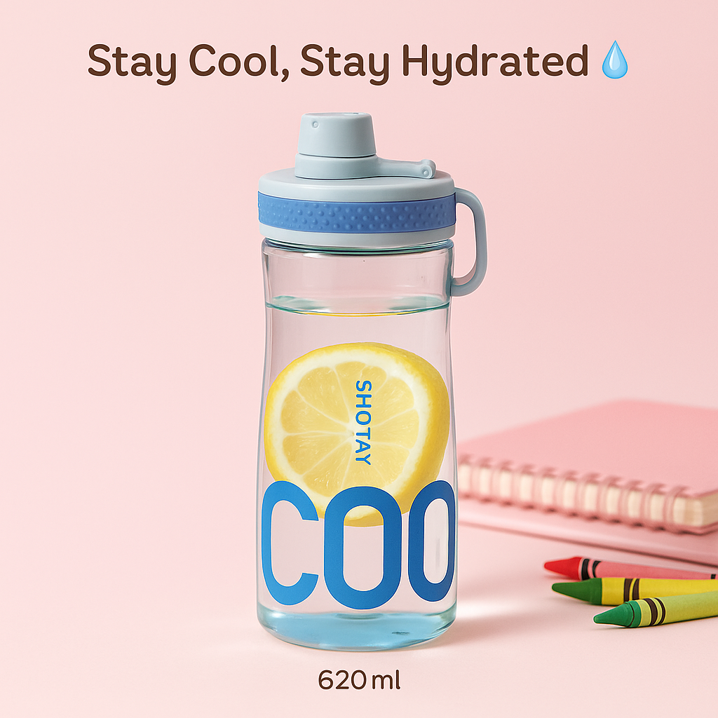 Shotay Ultra Fine Clarity Water Bottle – 620ml BPA-Free, Anti-Fall Holder