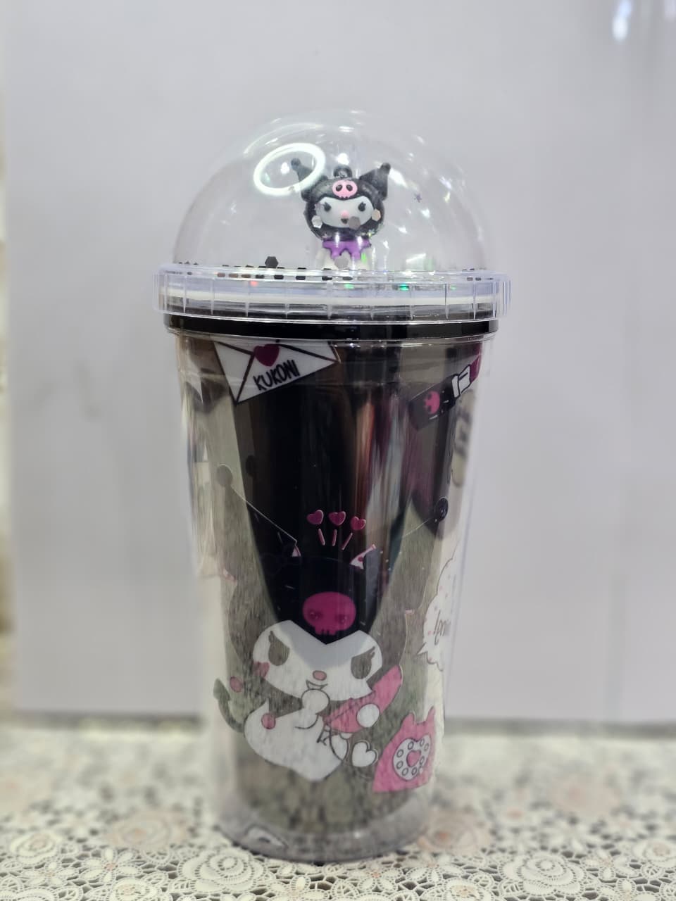 Sanrio Kuromi Double Layer Straw Cup – Portable Water Tumbler