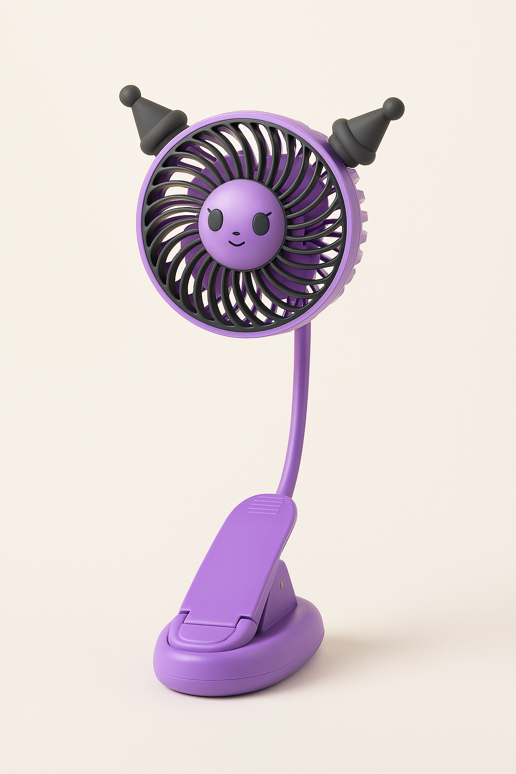 Coromi Purple Clip-On Desk Fan – Rechargeable, Flexible & Portable