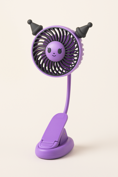Coromi Purple Clip-On Desk Fan – Rechargeable, Flexible & Portable