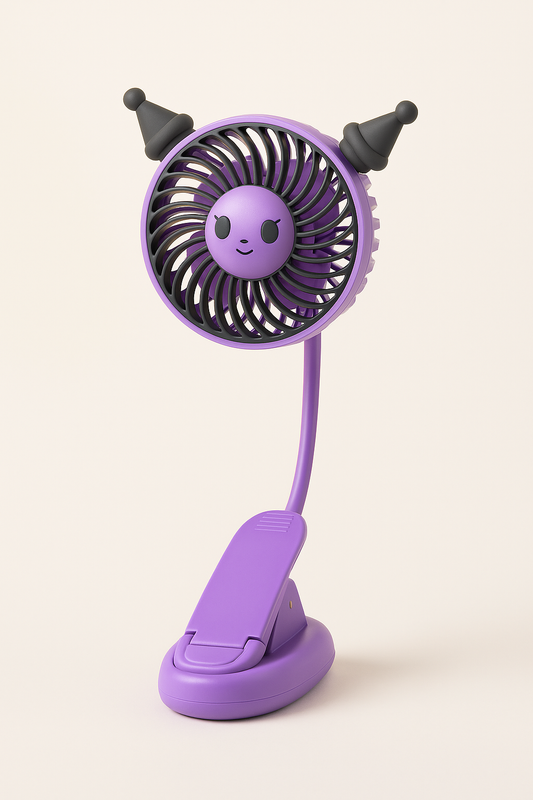 Coromi Purple Clip-On Desk Fan – Rechargeable, Flexible & Portable