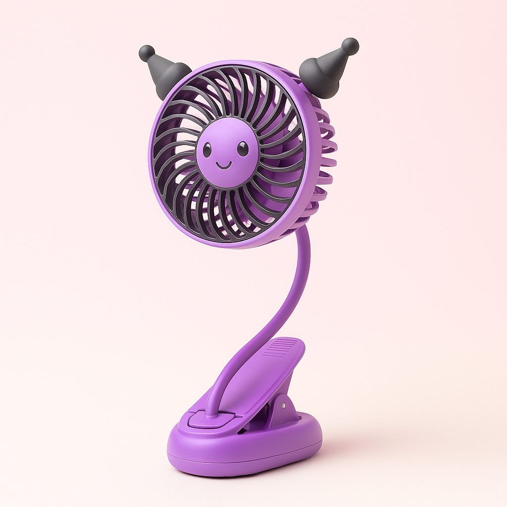 Coromi Purple Clip-On Desk Fan – Rechargeable, Flexible & Portable