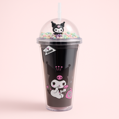 Sanrio Kuromi Double Layer Straw Cup – Portable Water Tumbler